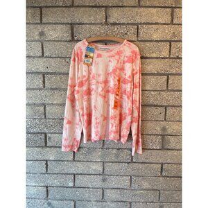 Hang Ten Womens Tie-Dye Long Sleeve Shirt XXL UV Protection UPF 50+ Peach & Whit
